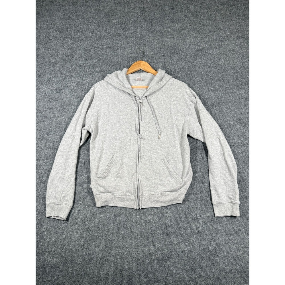 Auden Hoodie Womens Large Heather Gray Ribbed Cuffs Hem Long Sleeve Full Zipper